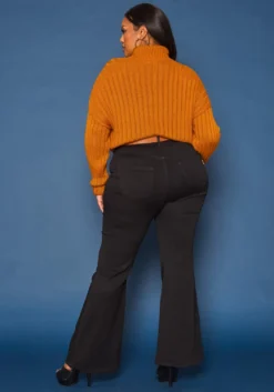 Vibrant Plus Size Bell Bottom Black Denim Jean -Asoph Fashion Shop 2019592 001 3