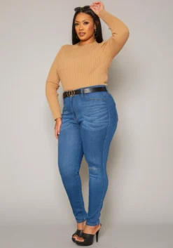 Vibrant Plus Size Knee Rip Skinny Denim Jean -Asoph Fashion Shop 2019593 938 2