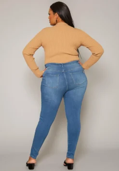 Vibrant Plus Size High Waist Skinny Denim Jean -Asoph Fashion Shop 2019598 938 3
