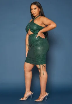 Plus Size Holographic Shimmer Halter Neck Mini Dress -Asoph Fashion Shop 2019608 103 2