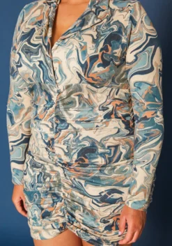 Plus Size Marble Pattern Collar Mini Dress -Asoph Fashion Shop 2019614 004 4