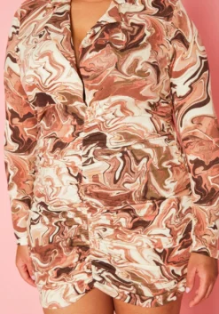 Plus Size Marble Pattern Collar Mini Dress -Asoph Fashion Shop 2019614 999 4