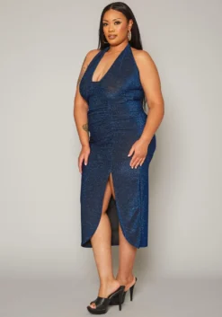 Plus Size Shimmer Halter Neck Bodycon Dress -Asoph Fashion Shop 2019615 003 2