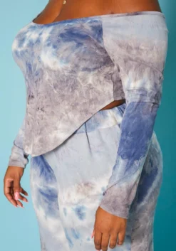 Plus Size Multi Print Crop Top & Flare Pants Set -Asoph Fashion Shop 2019616 007 3