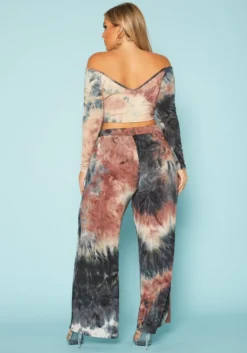 Plus Size Multi Print Crop Top & Flare Pants Set -Asoph Fashion Shop 2019616 969 3