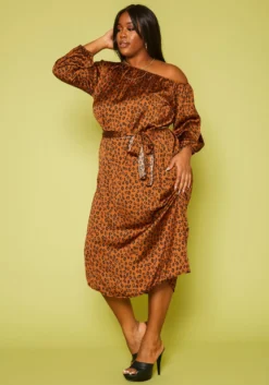 Plus Size Leopard Print Belted Satin Midi Dress 7 Plus Size Leopard Print Belted Satin Midi Dress -Asoph Fashion Shop 2019623 106 2