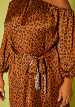Plus Size Leopard Print Belted Satin Midi Dress 9 Plus Size Leopard Print Belted Satin Midi Dress -Asoph Fashion Shop 2019623 106 4