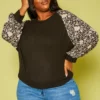 Plus Size Floral Printed Long Sleeve Shirt