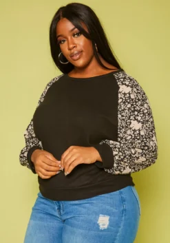 Plus Size Floral Printed Long Sleeve Shirt -Asoph Fashion Shop 2019626 001 2