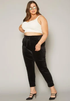 Plus Size Velour High Waist Pants -Asoph Fashion Shop 2019633 001 2
