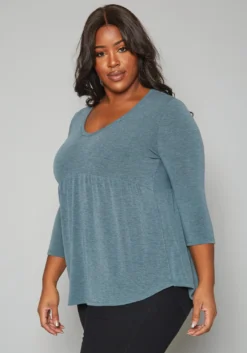 Plus Size Long Sleeve Flare Shirt -Asoph Fashion Shop 2019640 003 2