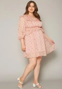 Plus Size Floral Print Flare Mini Dress -Asoph Fashion Shop 2019645 102 2