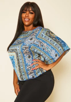 Plus Size Paisley Print Dolman Sleeve Top -Asoph Fashion Shop 2019651 003 1
