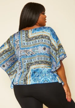 Plus Size Paisley Print Dolman Sleeve Top -Asoph Fashion Shop 2019651 003 2