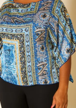 Plus Size Paisley Print Dolman Sleeve Top -Asoph Fashion Shop 2019651 003 3