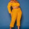 Plus Size Fuzzy Knit Crop Top & Capri Pants Set