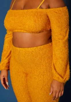 Plus Size Fuzzy Knit Crop Top & Capri Pants Set -Asoph Fashion Shop 2019657 159 4