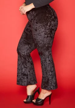 Plus Size Mid Rise Velvet Flare Leggings -Asoph Fashion Shop 2019688 001 2