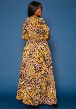 Plus Size Chainlink Leopard Print Fit & Flare Maxi Dress -Asoph Fashion Shop 2019702 001 3