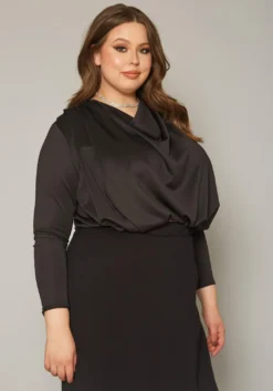 Plus Size Cowl Neck Long Sleeve Blouse -Asoph Fashion Shop 2019719 001 2