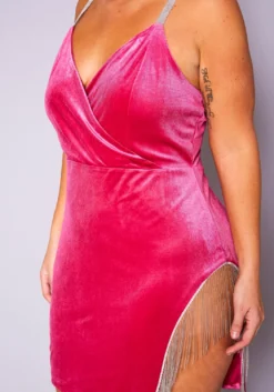 Plus Size Crystal Detailed Velvet Mini Dress -Asoph Fashion Shop 2019726 001 3