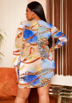 Plus Size Chainlink Print Bodycon Mini Dress 10 Plus Size Chainlink Print Bodycon Mini Dress -Asoph Fashion Shop 2019754 001 3