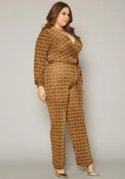 Plus Size Grid Plaid Flare Jumpsuit -Asoph Fashion Shop 2019768 001 2