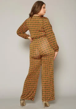 Plus Size Grid Plaid Flare Jumpsuit -Asoph Fashion Shop 2019768 001 3