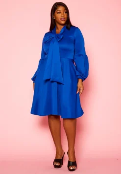 Plus Size Bow Collar Fit & Flare Mini Dress -Asoph Fashion Shop 2019773 003 2