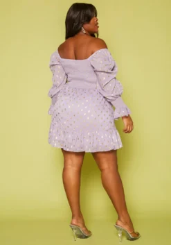 Plus Size Polka Dot Off Shoulder Mini Dress 8 Plus Size Polka Dot Off Shoulder Mini Dress -Asoph Fashion Shop 2019775 001 3