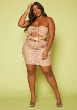 Plus Size Faux Leather Cut Out Tube Mini Dress -Asoph Fashion Shop 2019776 001 1