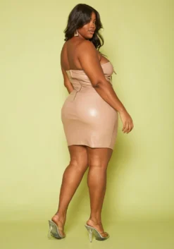 Plus Size Faux Leather Cut Out Tube Mini Dress -Asoph Fashion Shop 2019776 001 2