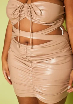 Plus Size Faux Leather Cut Out Tube Mini Dress -Asoph Fashion Shop 2019776 001 3