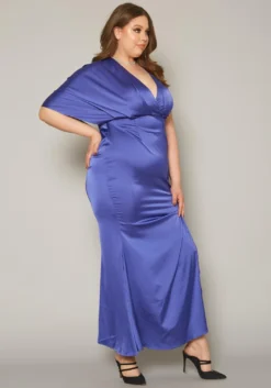 Plus Size One Sleeve Satin Maxi Dress -Asoph Fashion Shop 2019831 001 2