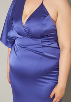 Plus Size One Sleeve Satin Maxi Dress -Asoph Fashion Shop 2019831 001 4