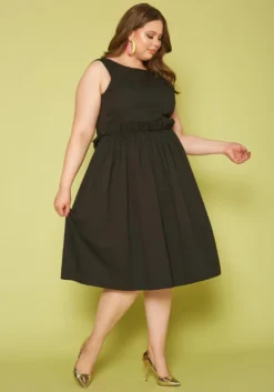 Plus Size Yellow Trim Fit & Flare Mini Dress 8 Plus Size Yellow Trim Fit & Flare Mini Dress -Asoph Fashion Shop 2019844 001 1