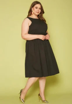 Plus Size Yellow Trim Fit & Flare Mini Dress 10 Plus Size Yellow Trim Fit & Flare Mini Dress -Asoph Fashion Shop 2019844 001 2