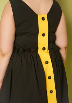 Plus Size Yellow Trim Fit & Flare Mini Dress 11 Plus Size Yellow Trim Fit & Flare Mini Dress -Asoph Fashion Shop 2019844 001 4
