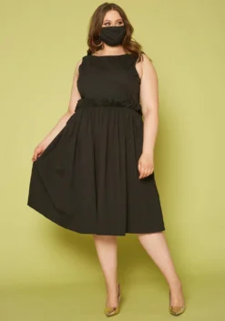 Plus Size Yellow Trim Fit & Flare Mini Dress 9 Plus Size Yellow Trim Fit & Flare Mini Dress -Asoph Fashion Shop 2019844 001 5