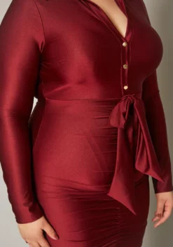 Plus Size Slinky Collar Neck Bodycon Mini Dress -Asoph Fashion Shop 2019850 001 4