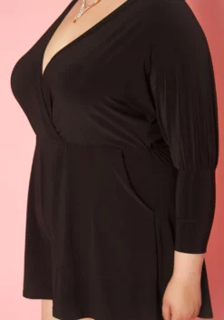 Plus Size V Neck Long Sleeve Romper -Asoph Fashion Shop 2019856 001 4