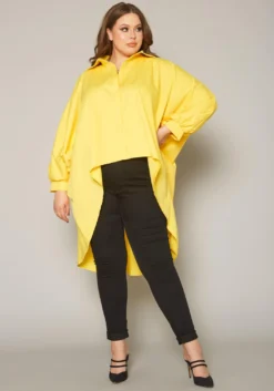 Plus Size Collar Neck High Low Shirt -Asoph Fashion Shop 2019858 001 0