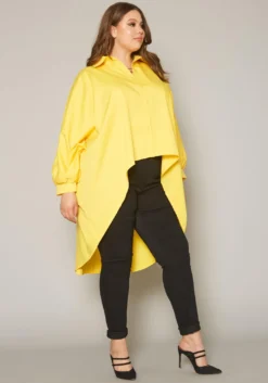 Plus Size Collar Neck High Low Shirt -Asoph Fashion Shop 2019858 001 2