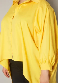 Plus Size Collar Neck High Low Shirt -Asoph Fashion Shop 2019858 001 4