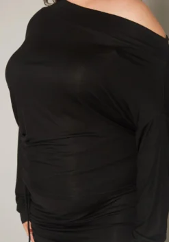 Plus Size Asymmetric Cold Shoulder Long Sleeve Top -Asoph Fashion Shop 2019863 001 4