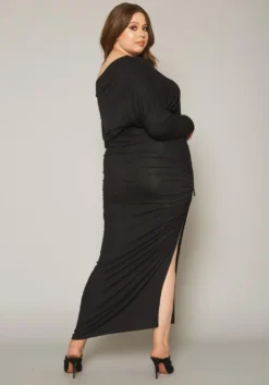 Plus Size Drawstring Hem High Waist Maxi Skirt -Asoph Fashion Shop 2019864 001 3