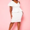 Plus Size Ruffle Hem One Sleeve Mini Dress