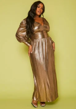 Plus Size Bronze Flare Maxi Dress -Asoph Fashion Shop 2019873 001 1