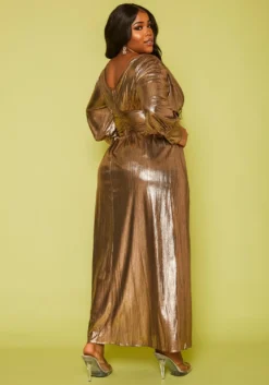 Plus Size Bronze Flare Maxi Dress -Asoph Fashion Shop 2019873 001 3