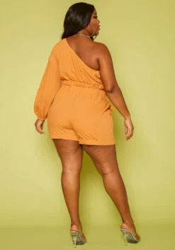 Plus Size One Sleeve Crop Top & Shorts Set -Asoph Fashion Shop 2019874 001 3